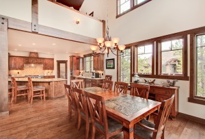 Spacious rustic kitchen and dining area