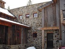Rustic stone and wood house exterior