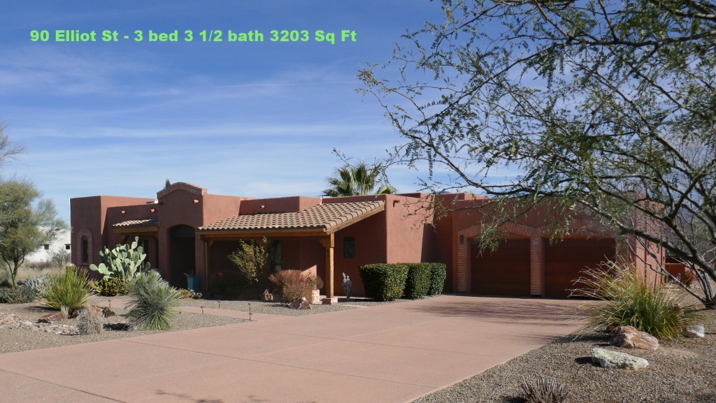Southwestern-style house in desert landscape