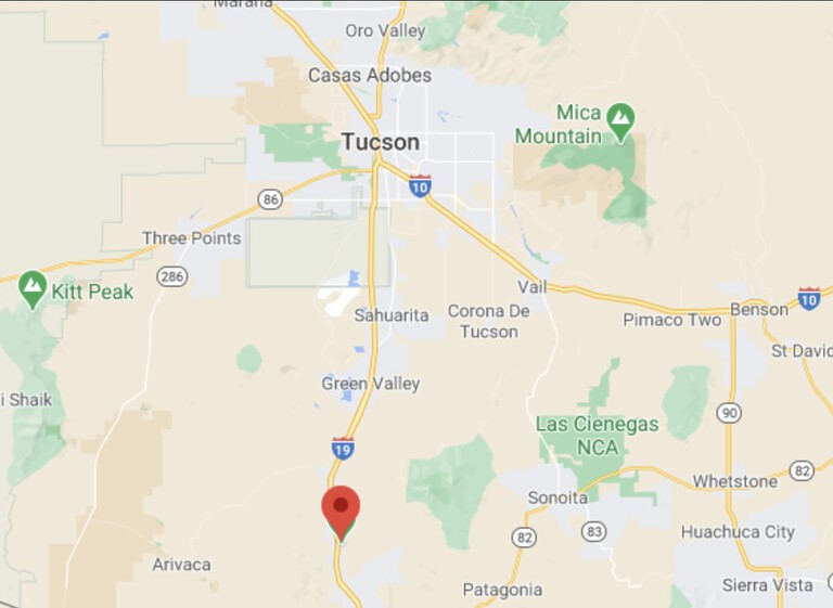 Map highlighting Tucson, Arizona area